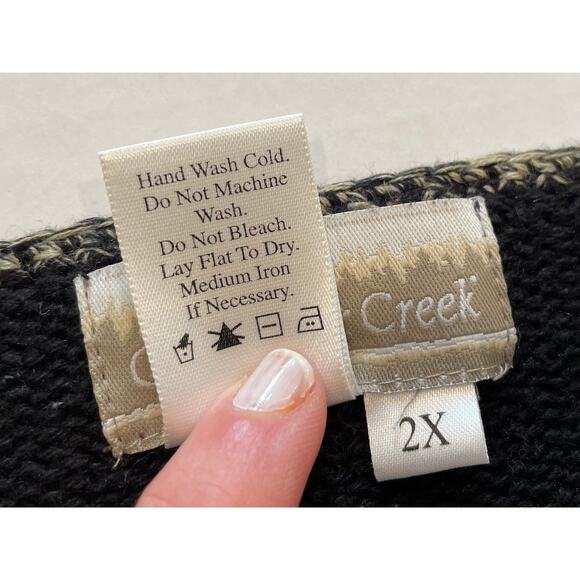 Coldwater Creek Ramie & Cotton Blend Black Patchwork Fall Leaves Cardigan 2X - Picture 9 of 12